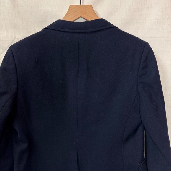 VINTAGE Wool Blazer Size M Navy Blue Academia Preppy Crest Gold School‎ Uniform - Picture 6 of 16